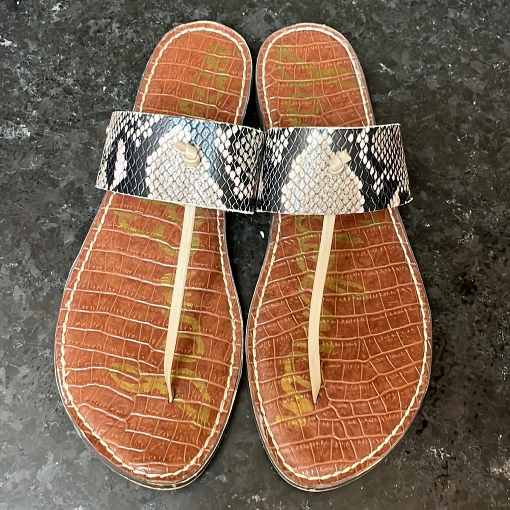 Sam Edelman Women’s Thong Sandals Animal Print-Brown Tones & Soft Pink-Size 10